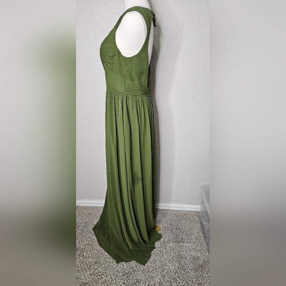 Azazie Womens  Forrest Green Halter Neckline Chiffon Bridesmaid Formal Sz A10 - Picture 2 of 9